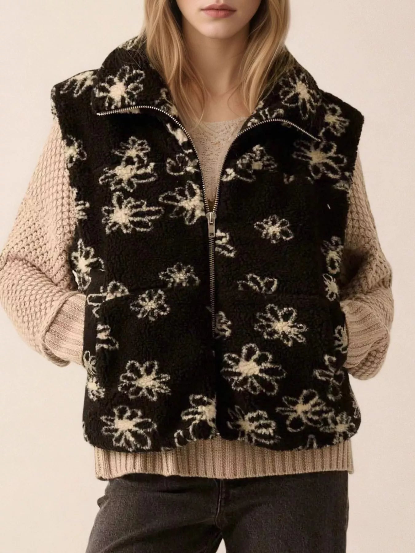 Zip Up Vest Coat with Pockets Trendsi