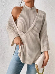 Ribbed Knit Tank & Long Sleeve Top Set OutfitFlow