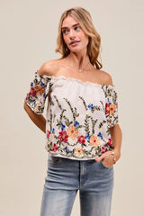 SO ME Floral Embroidered Two Way Off The Shoulder Blouse OutfitFlow
