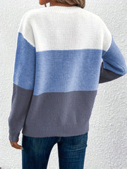 Outfit Flow - Color Block Boat Neck Sweater