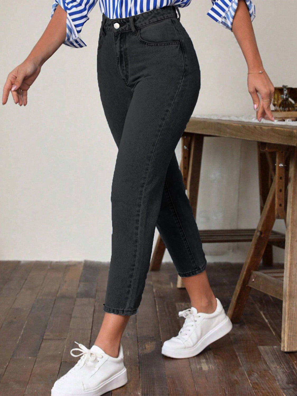 High Waist Jeans with Pockets OutfitFlow