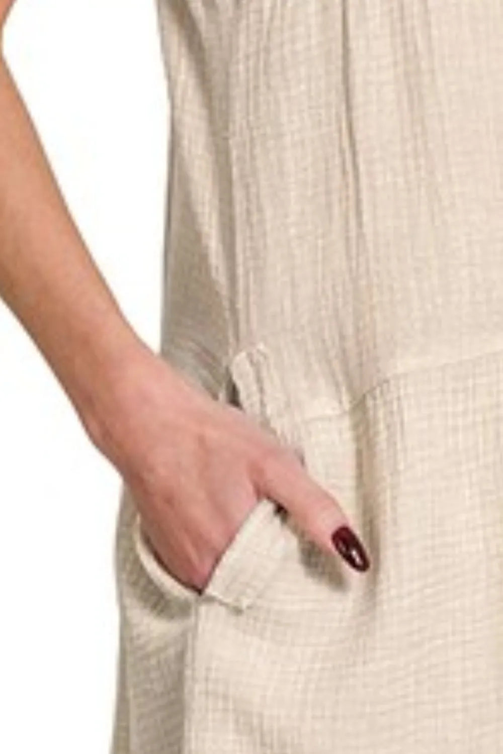 Zenana Washed Double Gauze Raw Edge V-neck Dress OutfitFlow