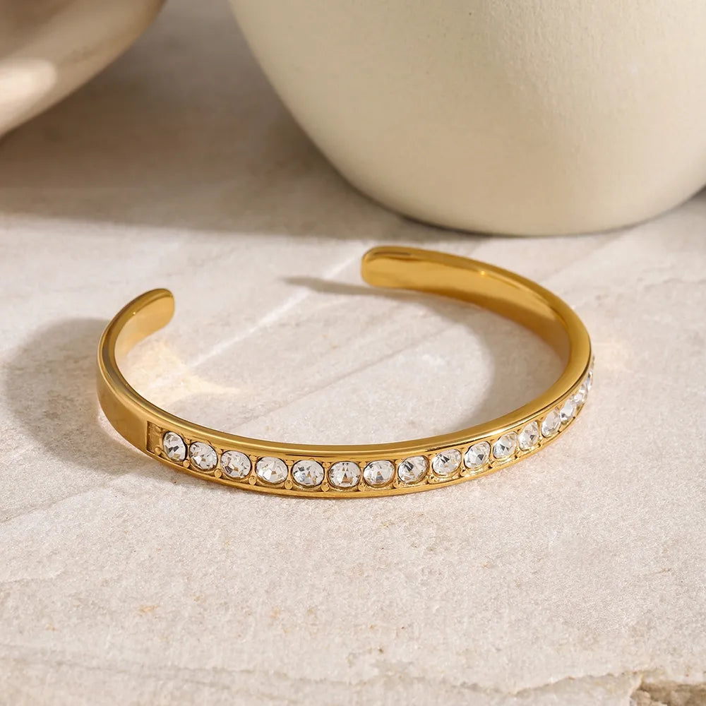 Stainless Steel Inlaid Zircon Bracelet OutfitFlow