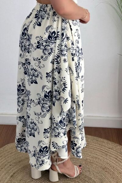 Smocked Printed Halter Neck Dress OutfitFlow
