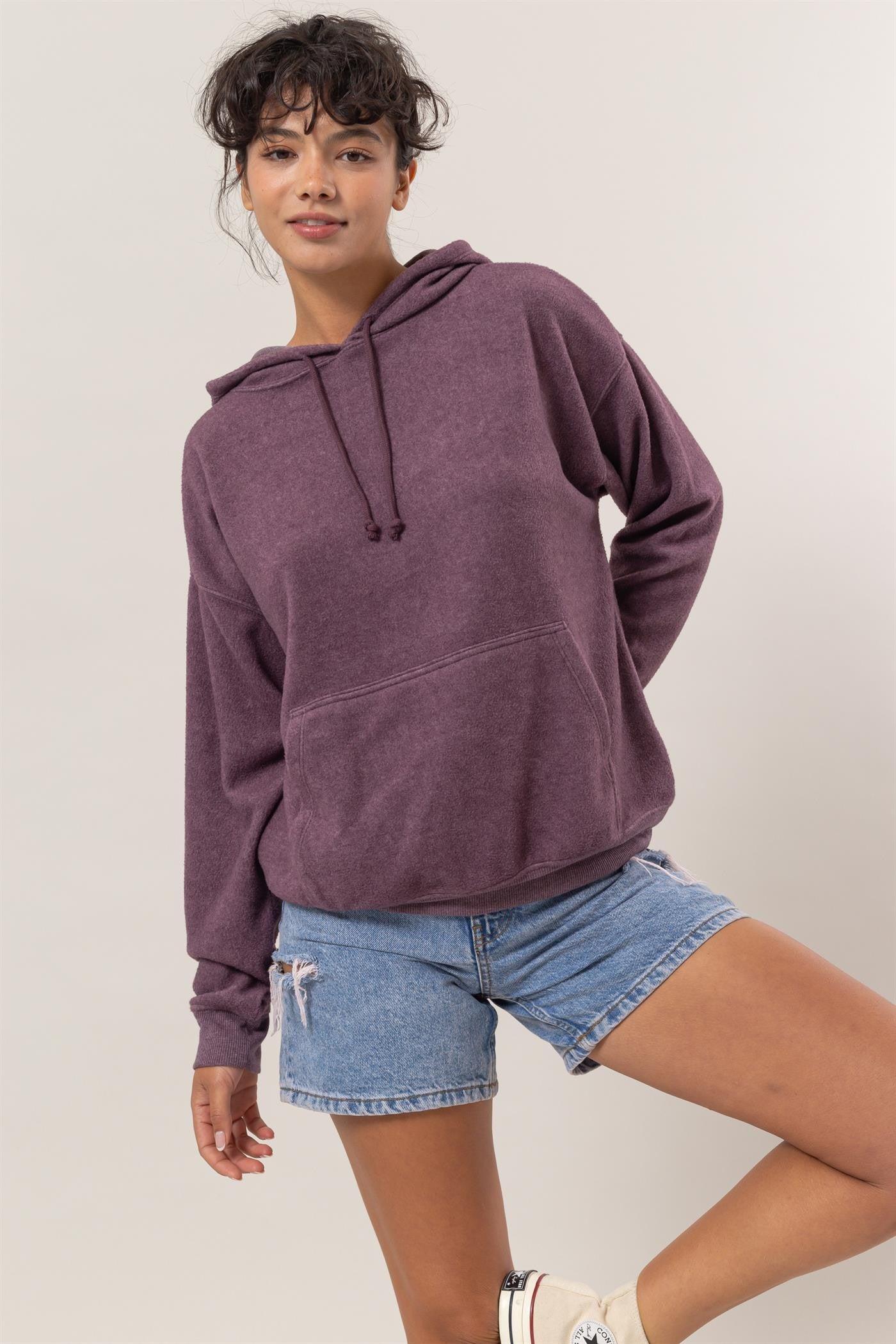 Outfit Flow - HYFVE Brushed Long Sleeve Hoodie with Kangaroo Pocket