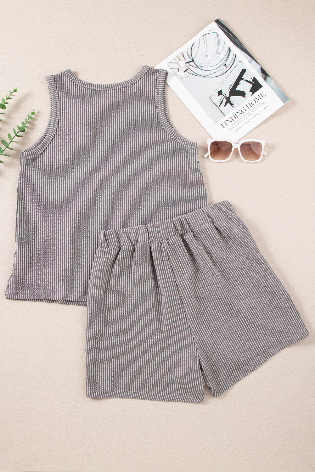 Outfit Flow - Round Neck Sleeveless Top and Shorts Set