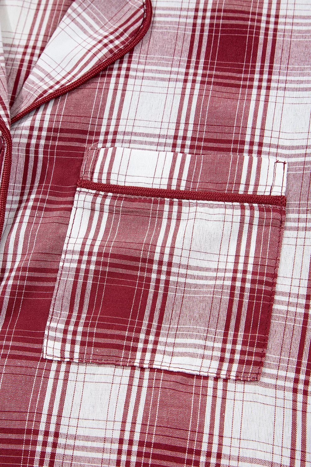 Plaid Long Sleeve Shirt and Drawstring Shorts Lounge Set OutfitFlow