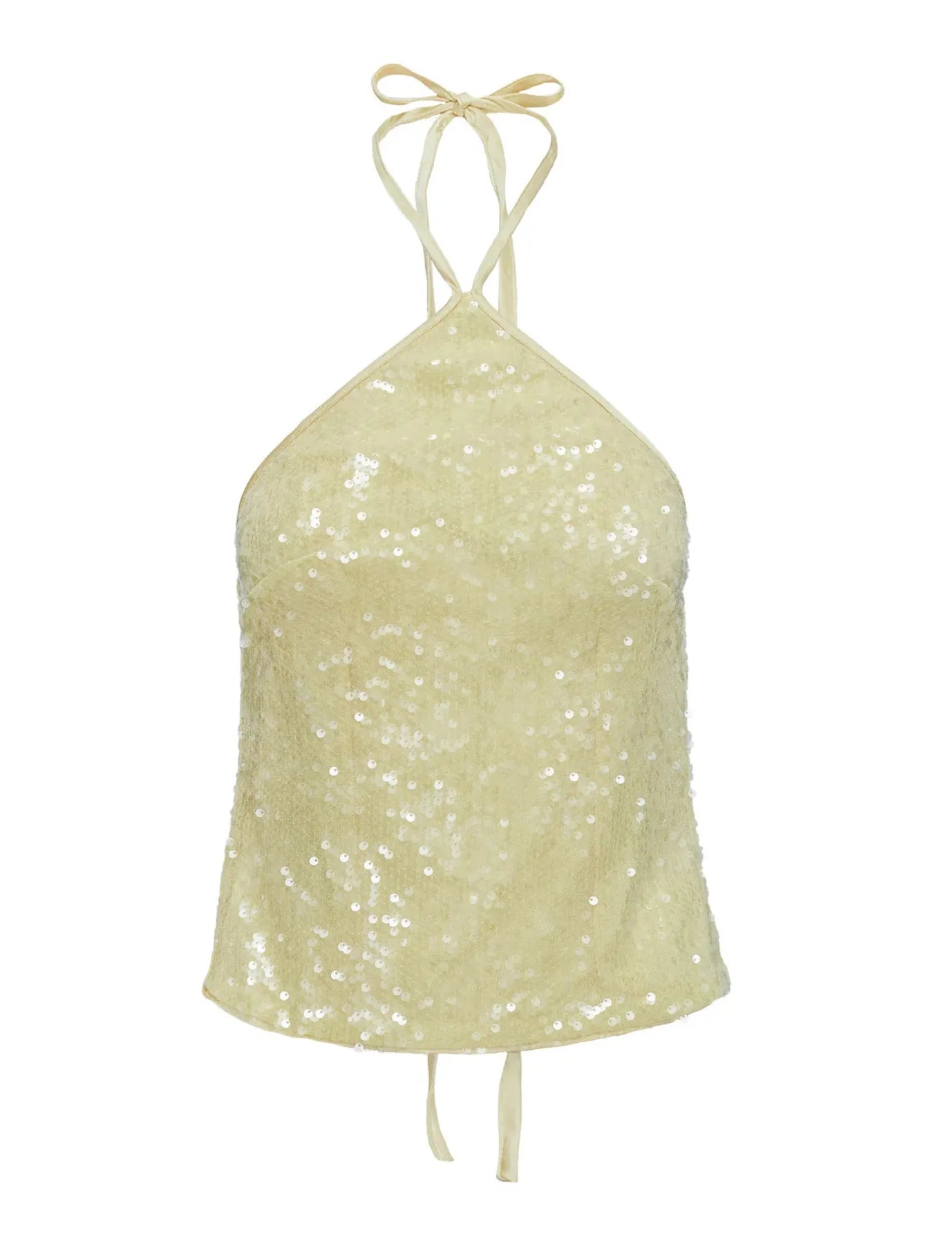 Sequined Halter Neck Cami OutfitFlow
