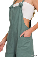 Zenana Woven Knot Strap Overalls OutfitFlow
