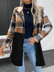 Outfit Flow - Plaid Zip Up Long Sleeve Hooded Outerwear