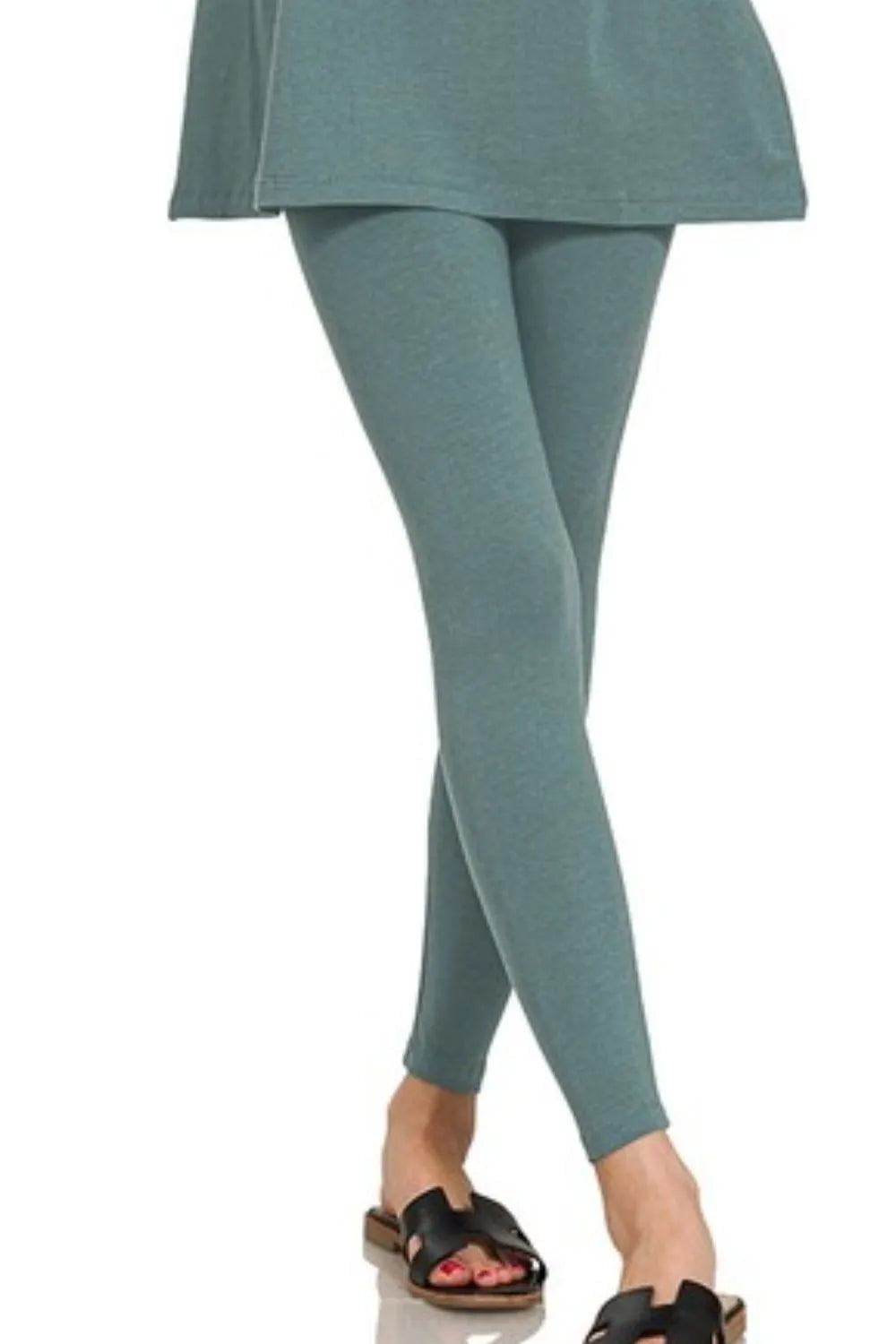 Zenana Cotton Round Neck Top & Legging Set OutfitFlow
