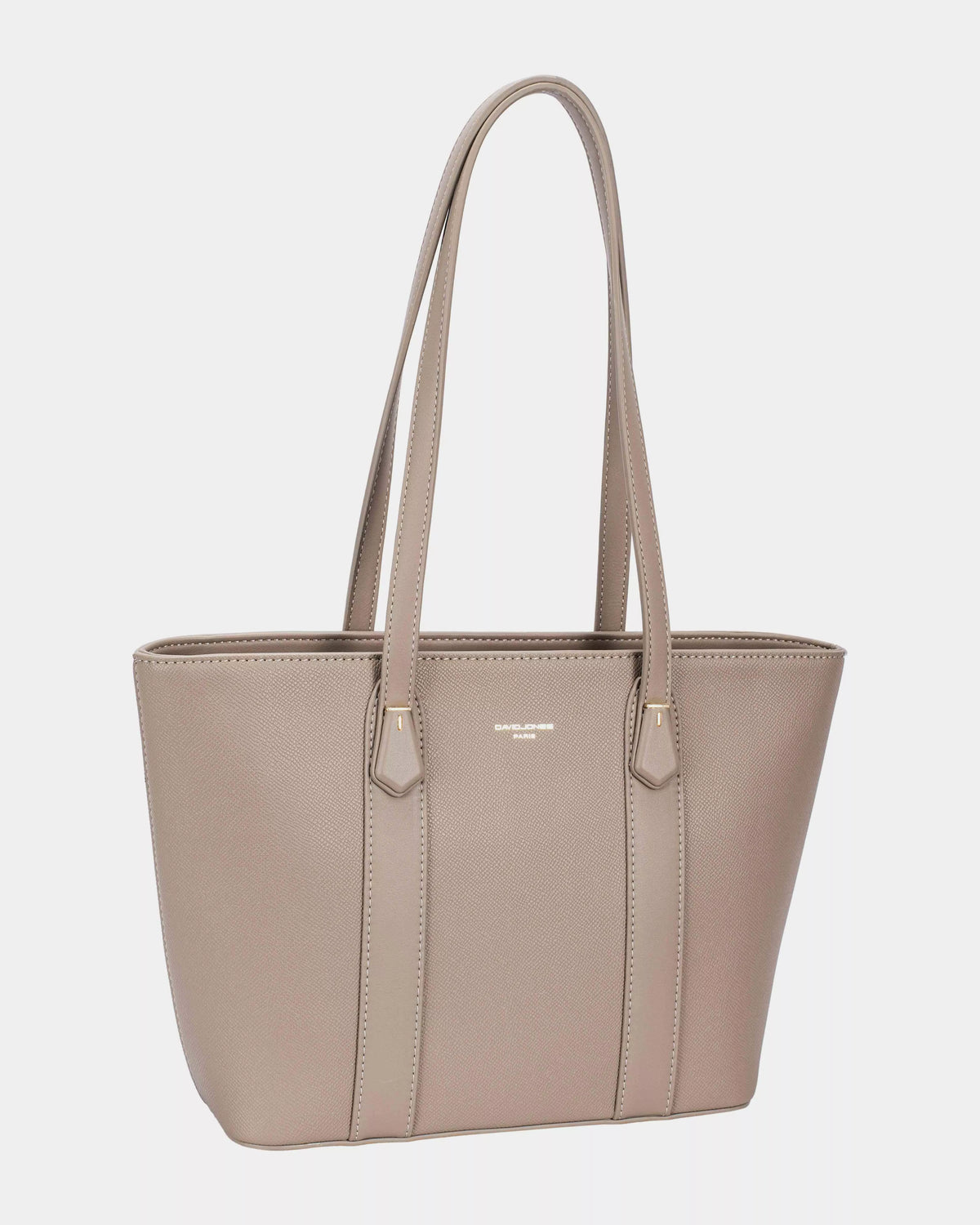 David Jones Leather Tote Bag with Gold Hardware WARM TAUPE One Size Trendsi