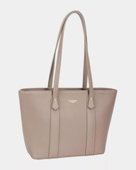 David Jones Leather Tote Bag with Gold Hardware WARM TAUPE One Size Trendsi