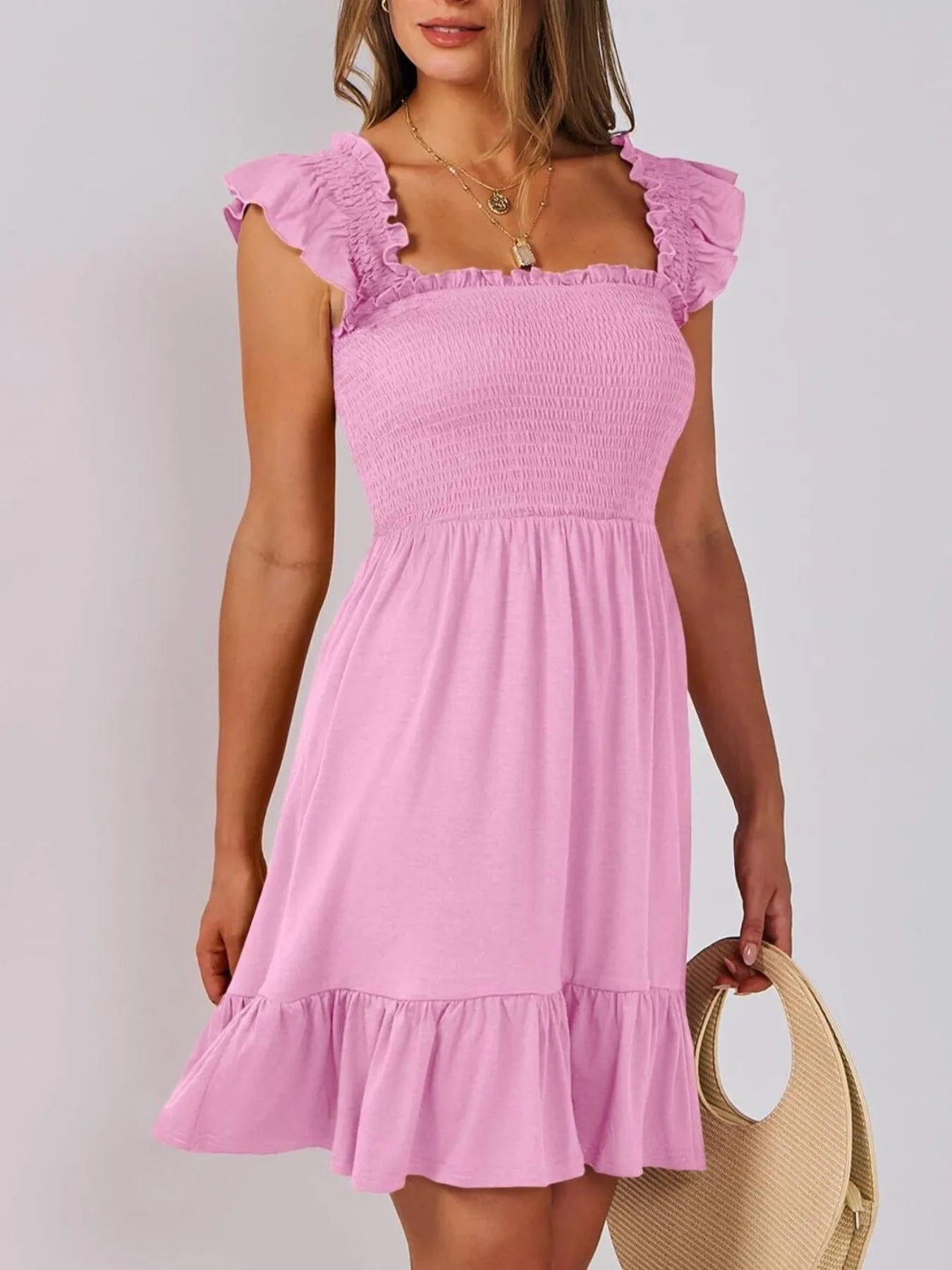 Ruffled Hem Smocked Cami Dress OutfitFlow