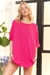 ADORA Drop Shoulder Loose Fit Knit Tunic Top OutfitFlow