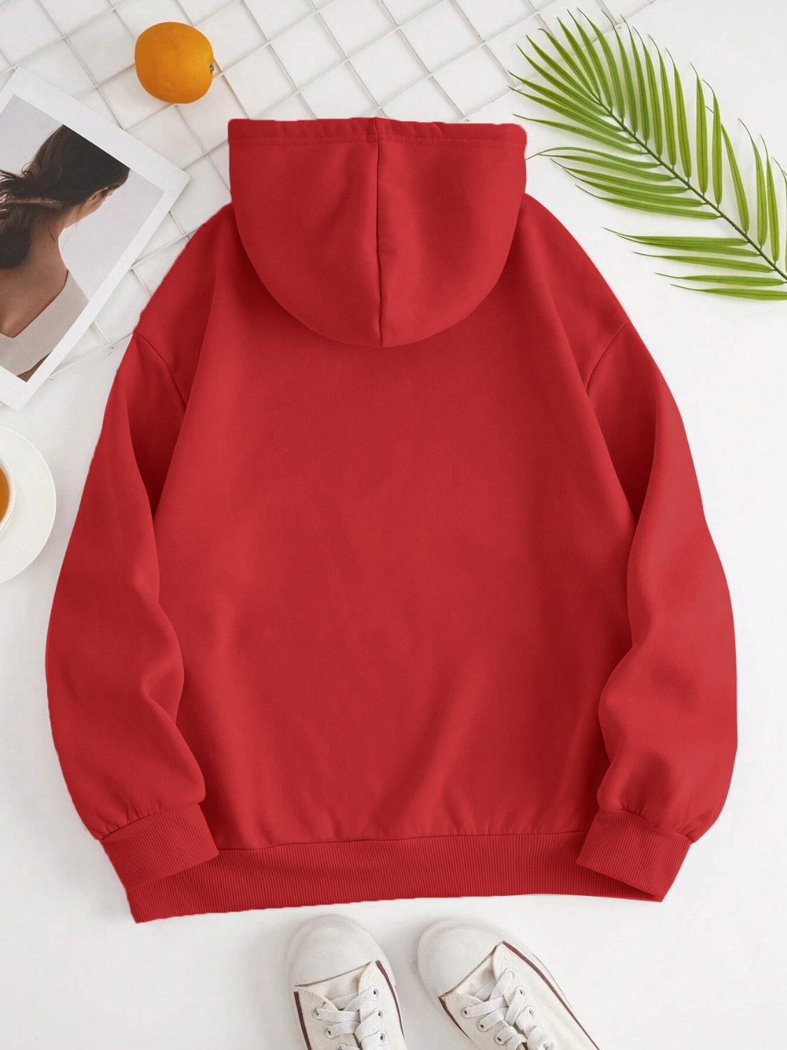Drawstring Dropped Shoulder Hoodie OutfitFlow
