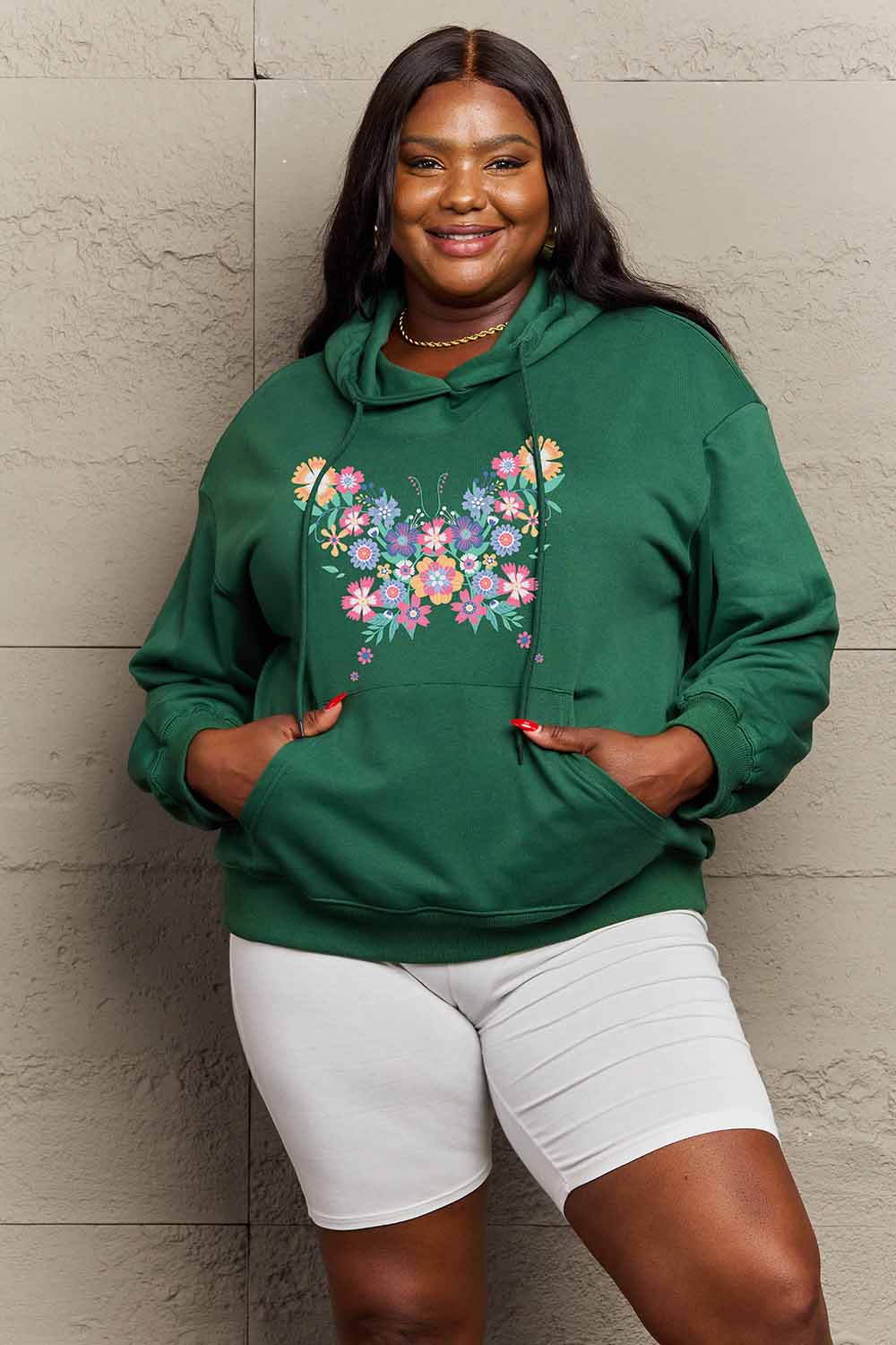 Outfit Flow - Simply Love Simply Love Full Size Floral Butterfly Graphic Hoodie