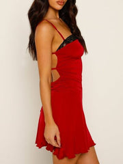 Lace Detail Backless Mini Cami Dress OutfitFlow