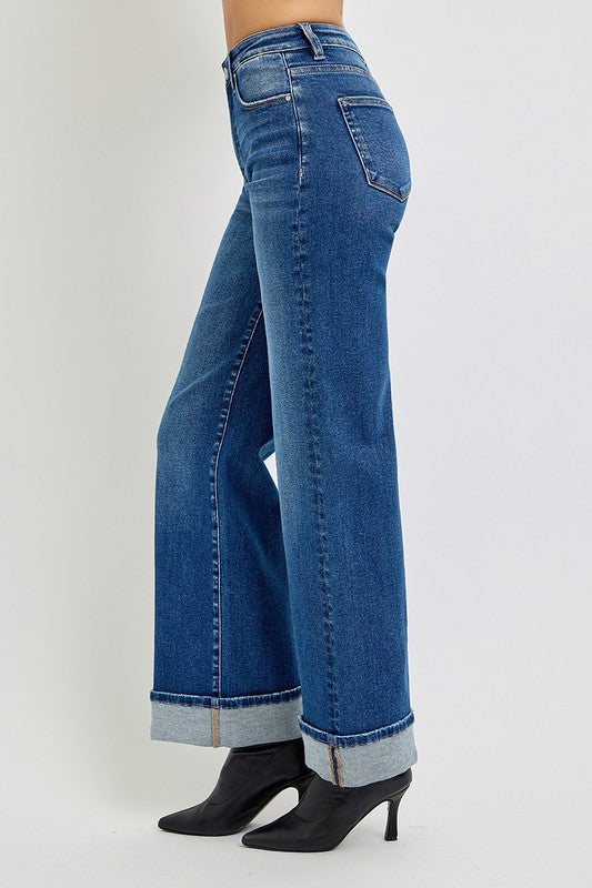 Outfit Flow - RISEN Tummy Control High Rise Cuffed Jeans