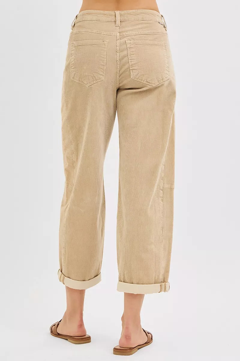 RISEN High Rise Crop Barrel Cordurory Pants OutfitFlow