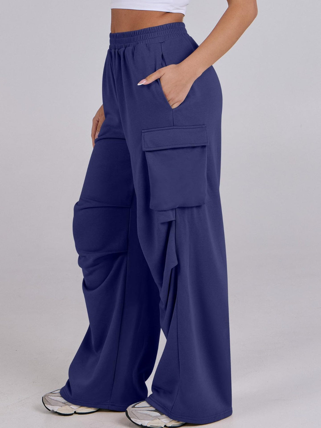 Outfit Flow - Elastic Waist Wide Leg Pants with Pockets