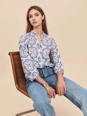Eyelet Embroidered Long Sleeve Shirt OutfitFlow