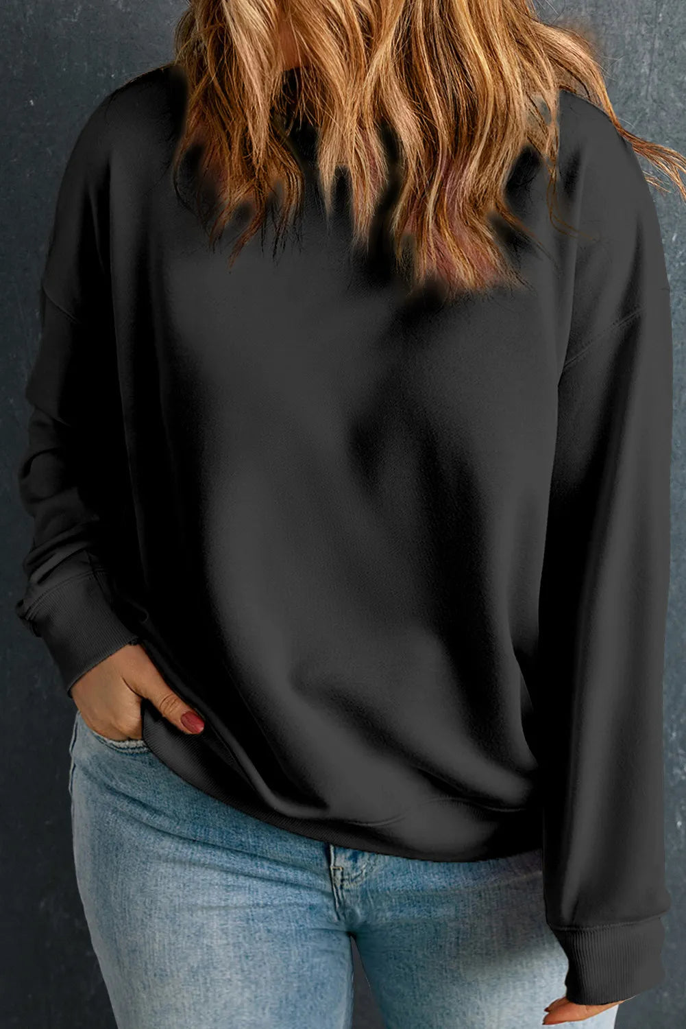 Outfit Flow - Plus Size Round Neck Long Sleeve Sweatshirt