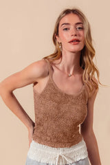 SO ME Two Tone Floral Seamless Tank Top OutfitFlow