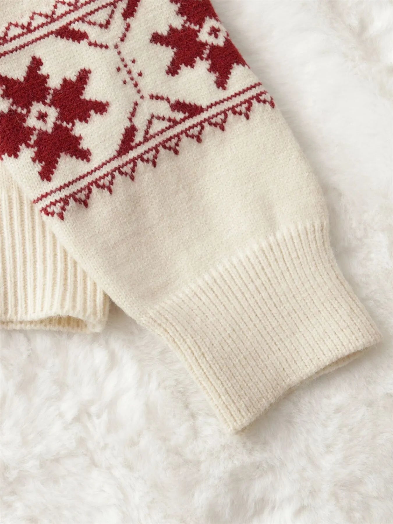 Christmas Snowflake Round Neck Sweater OutfitFlow