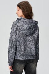 Outfit Flow - Pocketed Leopard Zip Up Hooded Jacket