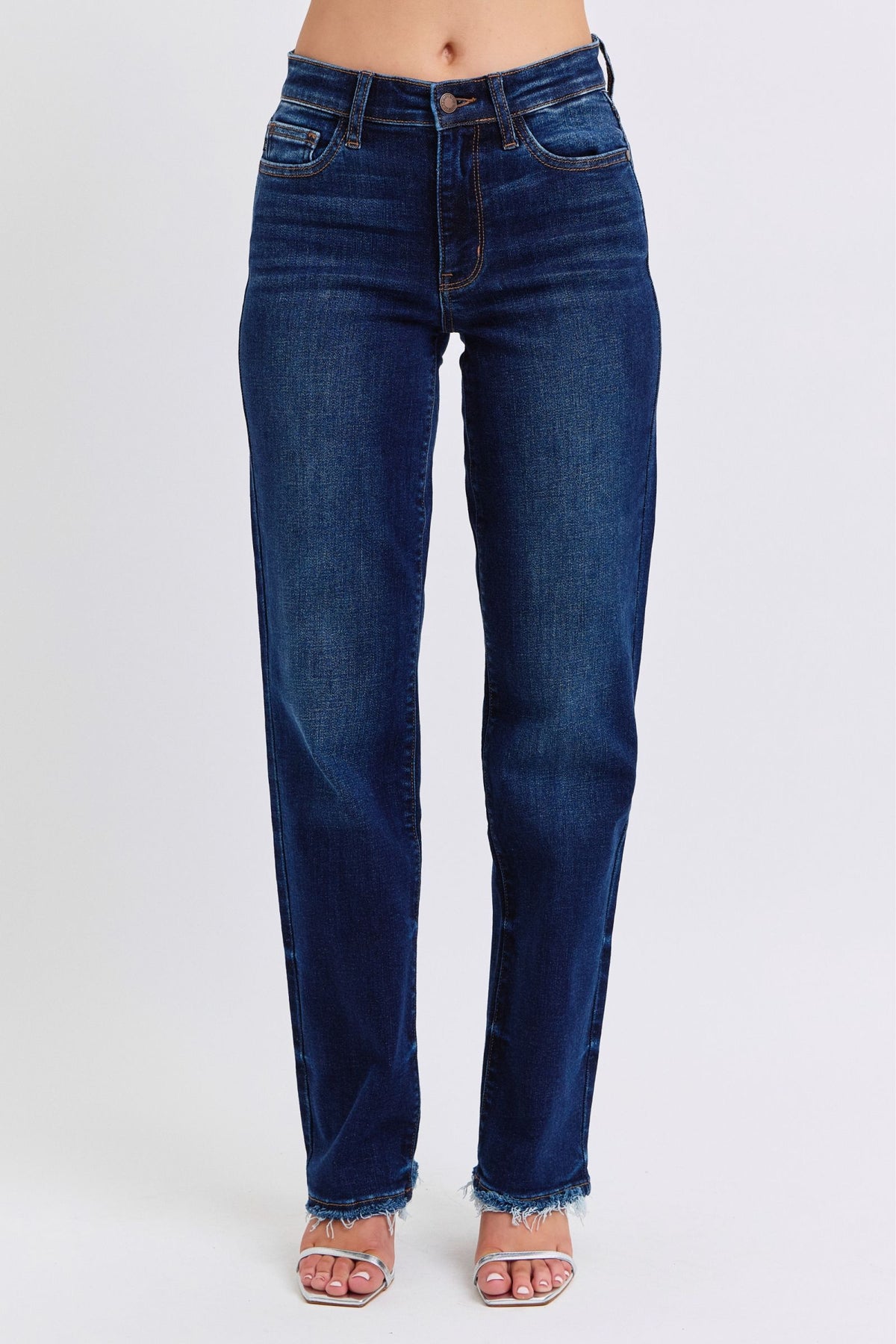 Outfit Flow - Judy Blue Full Size Raw Hem Straight Leg Jeans