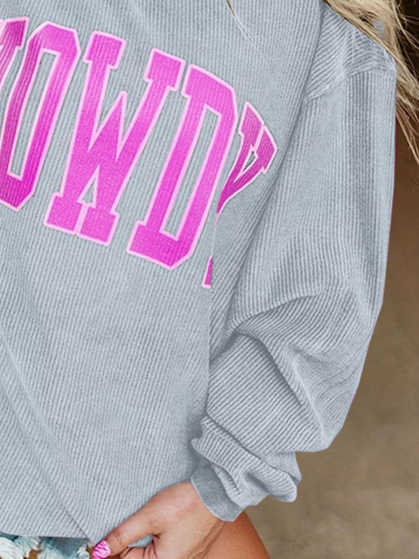 Full Size Howdy Round Neck Oversized Sweatshirt Plus Size OutfitFlow