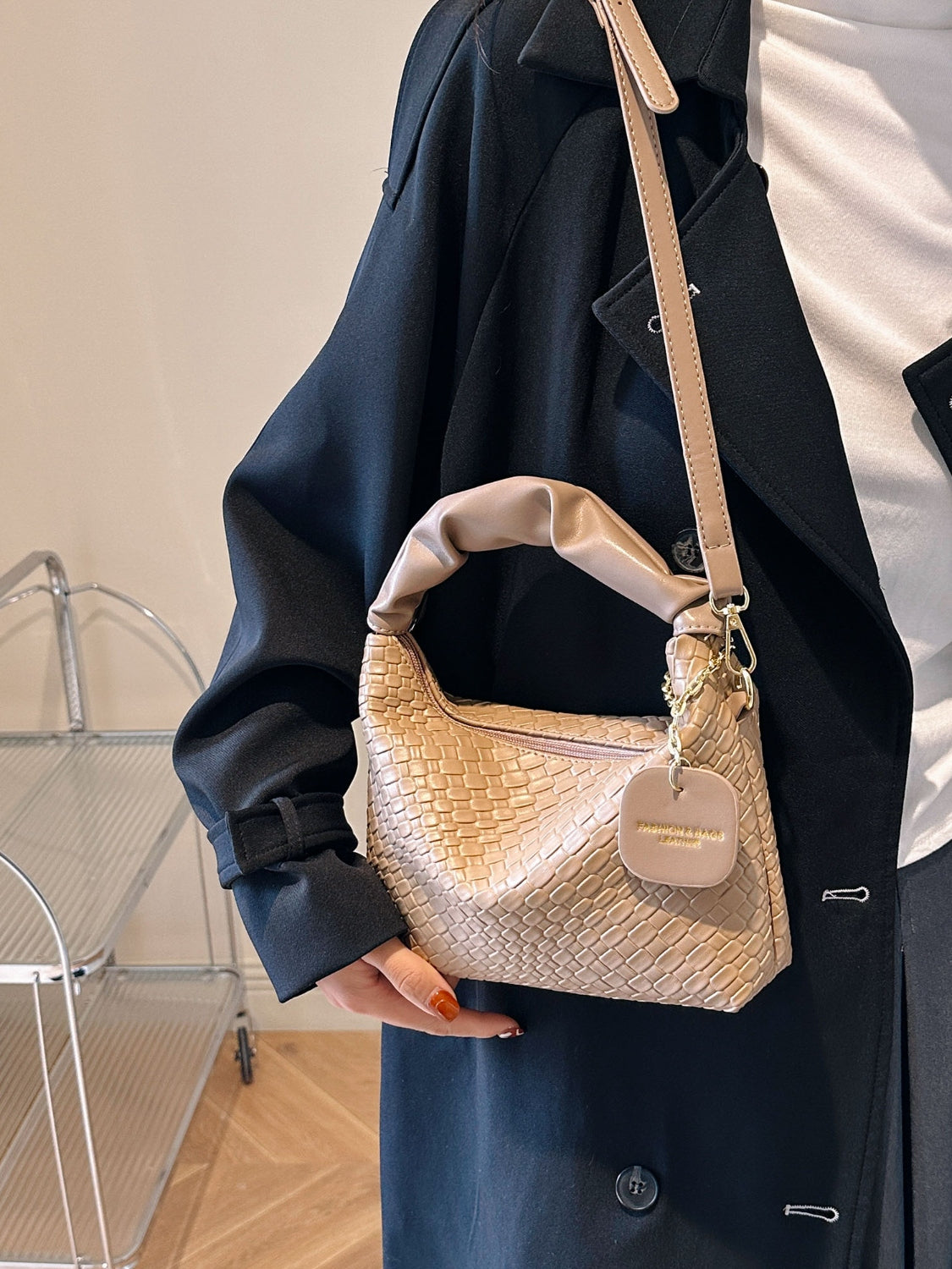 Outfit Flow - PU Leather Woven Crossbody Bag