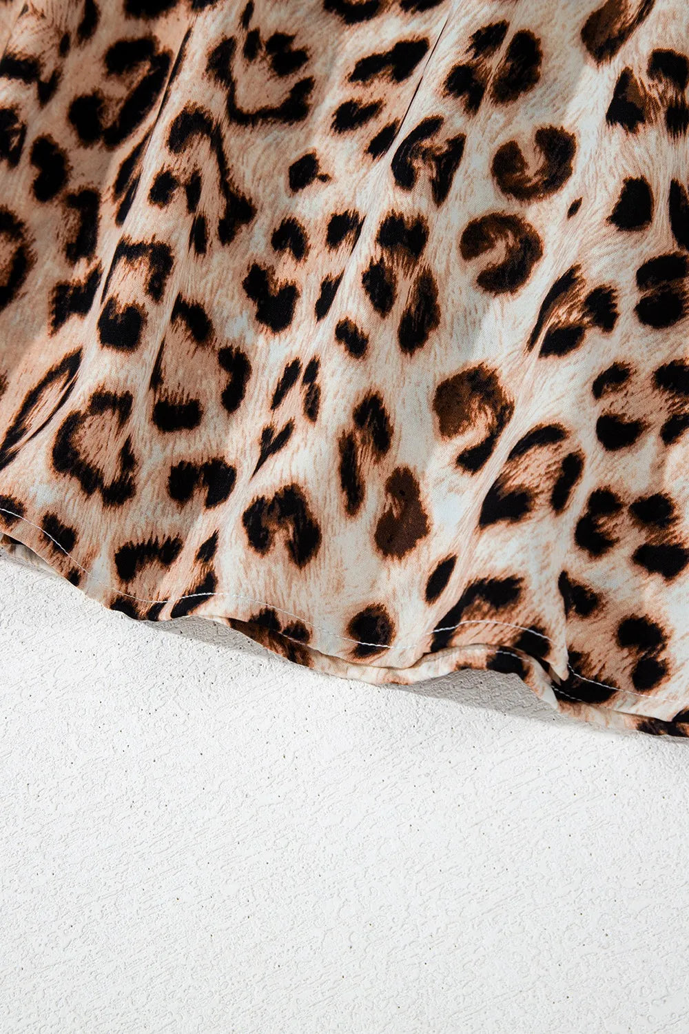 Leopard Print V-Neck Blouse with Contrast Trim OutfitFlow