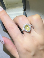 2 Carat Moissanite 925 Sterling Silver Teardrop Shape Ring OutfitFlow