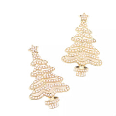 Christmas Tree Rhinestone Earrings OutfitFlow