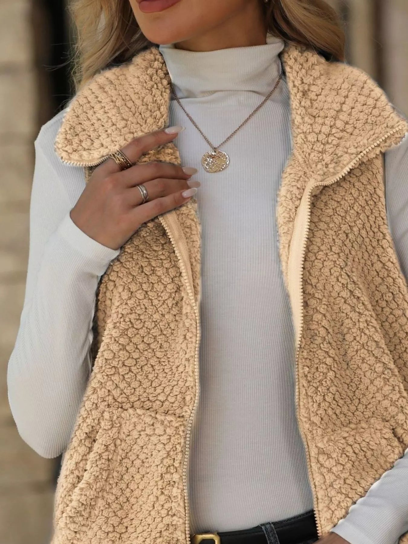 Zip-Up Vest Coat Trendsi