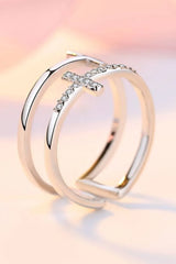 925 Sterling Silver Inland Zircon Cross Ring OutfitFlow