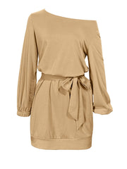 One Shoulder Tie Waist Dress OutfitFlow