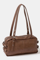 Fame Multi Grommet Belt Strap Rustic Rectangular Hand Bag OutfitFlow