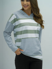 Outfit Flow - Shiny Full Size Striped Long Sleeve Hoodie