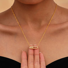 Moving Crystal Bar Necklace and Ring Jewelry Set OutfitFlow