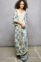 POL Open Front Floral Crochet Longline Cardigan Trendsi