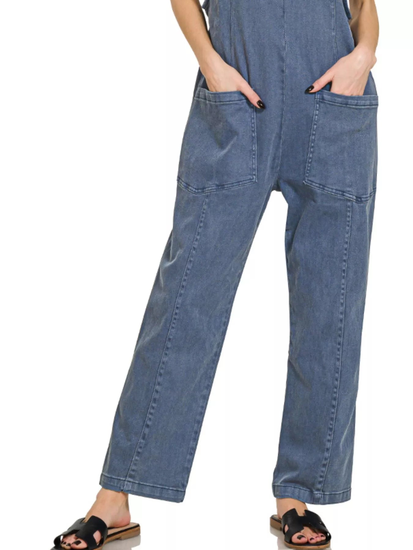 Zenana Casual Adjustable Strap Baggy Jumpsuit With Pocket OutfitFlow