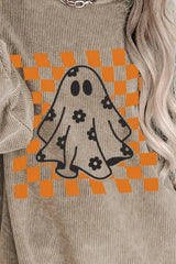 Ghost Round Neck Long Sleeve Sweatshirt OutfitFlow
