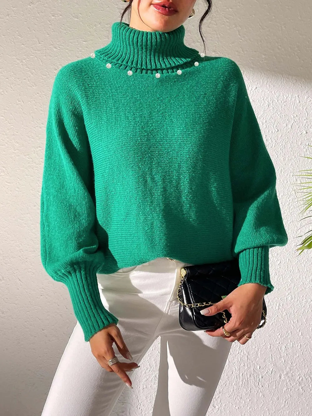 Turtleneck Long Sleeve Sweater OutfitFlow
