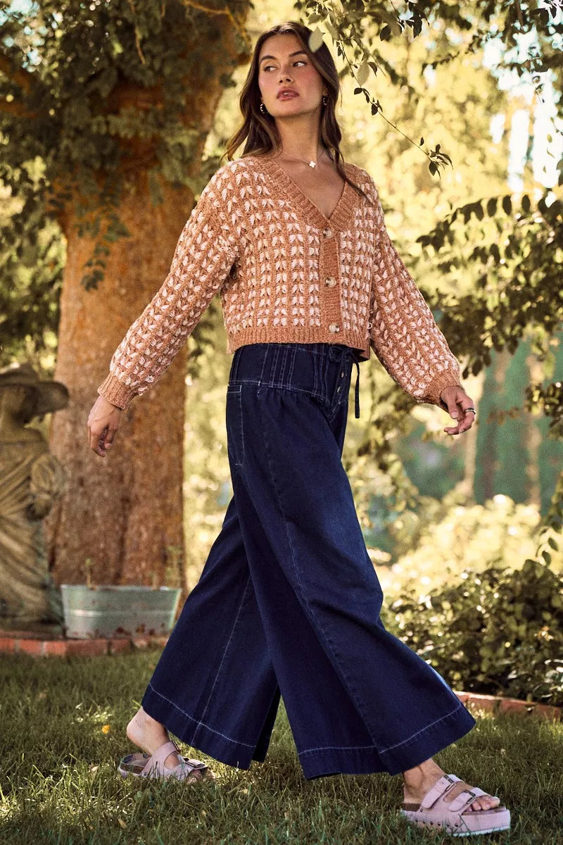 SO ME Soft Chenille Yarn Textur Button Sweater Cardigan Trendsi