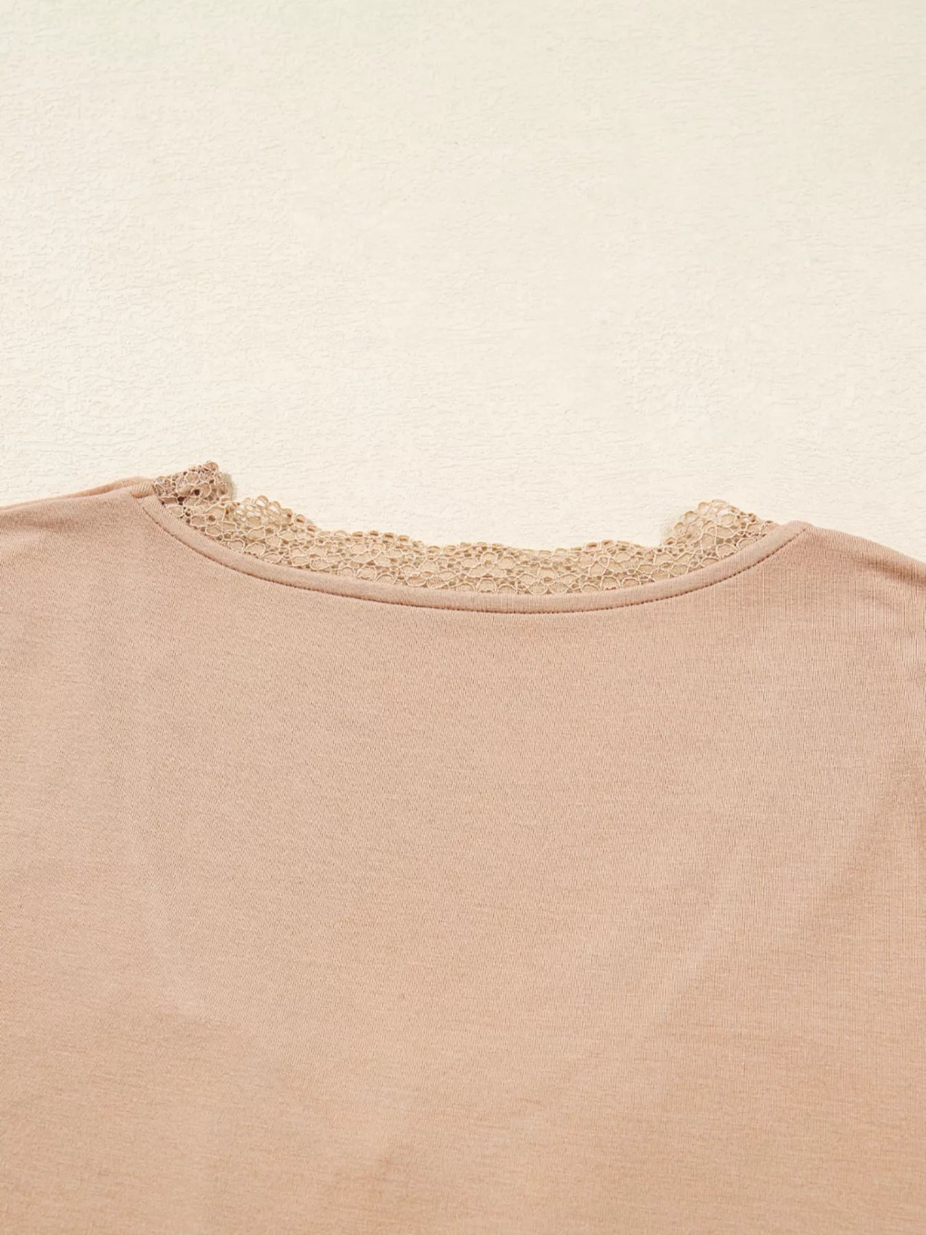 Lace-Trimmed Ruched Detail Long Sleeve T-Shirt OutfitFlow