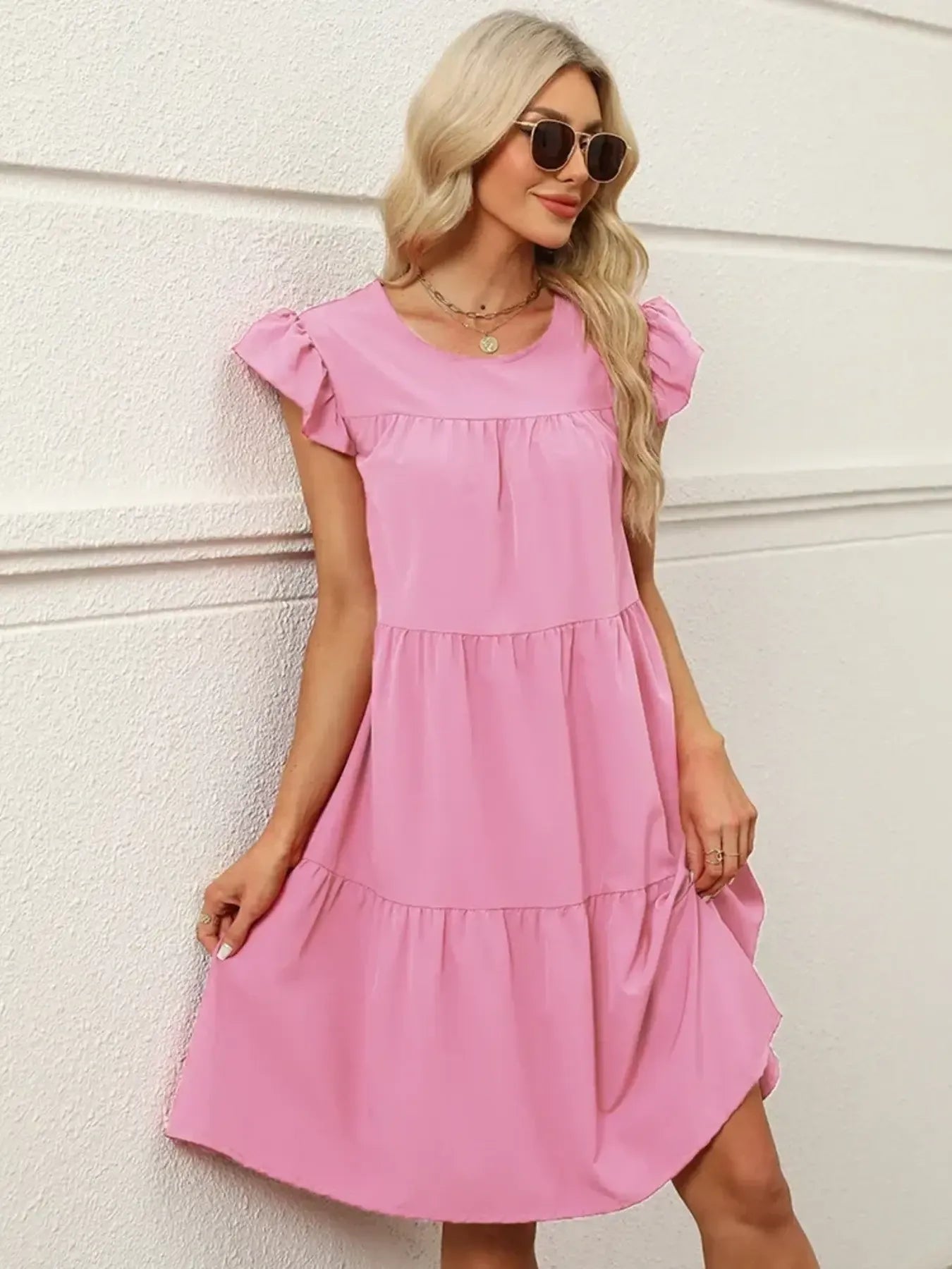 Tiered Ruffle Sleeve Mini Dress OutfitFlow
