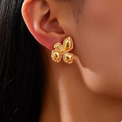 18K Gold-Plated Alloy Flower Stud Earrings OutfitFlow